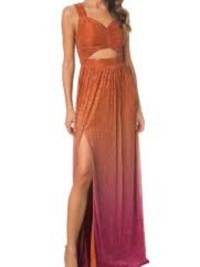Dress the Population Shimmery Orange Cutout Maxi Dress